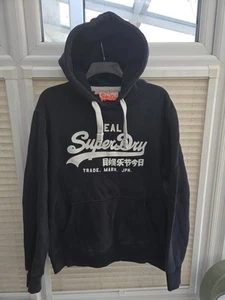 Men's XXL 2XL Superdry Navy Blue Hoodie With A White Chest Logo. Good Clean Cond - Picture 1 of 6