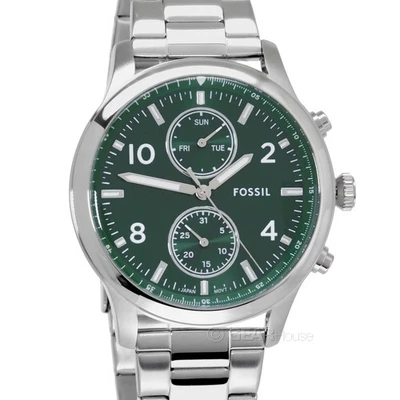 Reloj multifunción FOSSIL Bennett para hombre esfera verde día fecha correa de acero inoxidable Foto 1 de 4