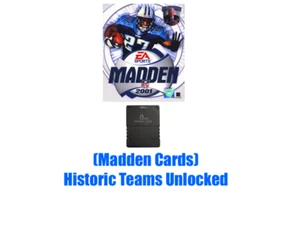 Madden NFL 2001 Historic Teams Unlocked Madden Cards Save File PlayStation 2 PS2 - Picture 1 of 1