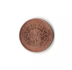 2002 Austria - 5 Euro Cents - 546 - Copper Plated Steel - 3.9g - Picture 1 of 2