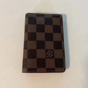 Louis Vuitton Pocket Organizer Damier Chocolate Brown Leather Canvas NWOT - Picture 1 of 4