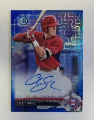 2017 Bowman Chrome Cole Stobbe Blue Wave Refractor Auto Autographed Card /150 - Image 1 of 2