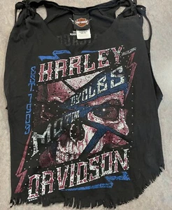 Harley Davidson Cropped Fringed Women’s Shirt Size XXL Fits Like M - Picture 1 of 4