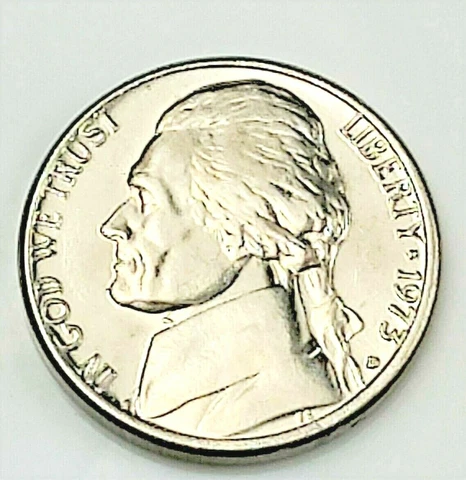 1973 D Jefferson Nickel - BU Coin Pulled from an OBW Roll Cover