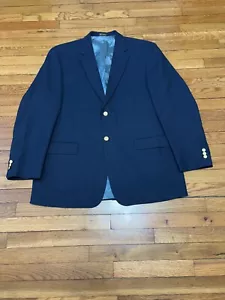 Stafford Herren Blazer Jacke 44 L Blau Einfarbig Sport Mantel Kammgarn Wolle Dacron Poly - Bild 1 von 7
