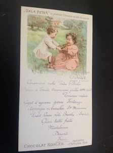 Ancien menu Gala Peter Kholer 1906 Chocolat  - Picture 1 of 2