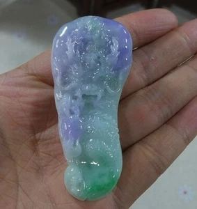 Colgante Vintage Natural Tipo A Lavanda Verde Jadeíta Jade Dragón 3616 - Imagen 1 de 7