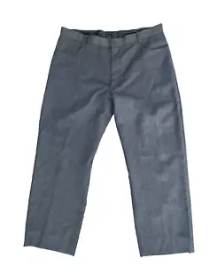 Pantalones Ermenegildo Zegna 100% Lana Lana Hombres 38" Frente Plano Carbón Italia - Imagen 1 de 14