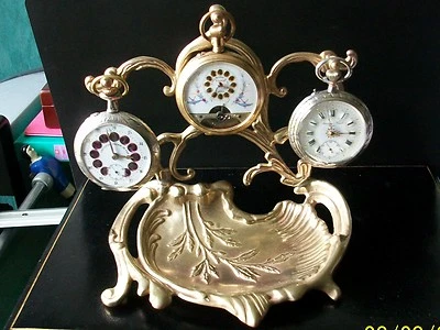 porte gousset ancien  laiton massif montre coq argent or18k patine verte 17 - Photo 1/4