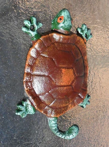 TURTLE Tortoise Cast Iron HOOK misc Rack Holder - bright colors - Picture 1 of 1