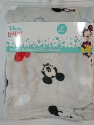 New Disney Baby Soft & Cuddly Gray, Black & Red MICKEY MOUSE Blanket - Image 1 of 3