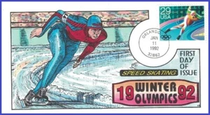 USA8 #2613 U/A COLLINS HAND PAINTED FDC Winter Olympics Speed Skating - Picture 1 of 1