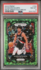 Shaedon Sharpe 2023 Panini Prizm Neon Green Fast Break /5 PSA 8 Blazers #104 - Bild 1 von 2