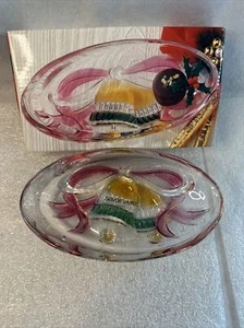 Savoir Vivre Holiday Spirit Oval Christmas Candy Dish Bow, Ribbon & Bells Japan - Picture 1 of 5
