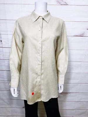 Женская рубашка Valerie By Valerie Stevens Petite размер PL бежевая на пуговицах 100% лен - Изображение 1 из 4