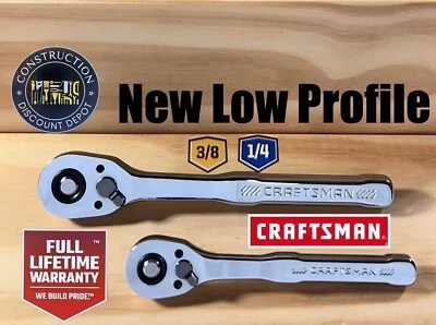 Lote de 2 Herramientas Artesanales 1/4" y 3/8" PULIDO COMPLETO 72T Trinquete BAJO PERFIL Set Foto 1 de 2