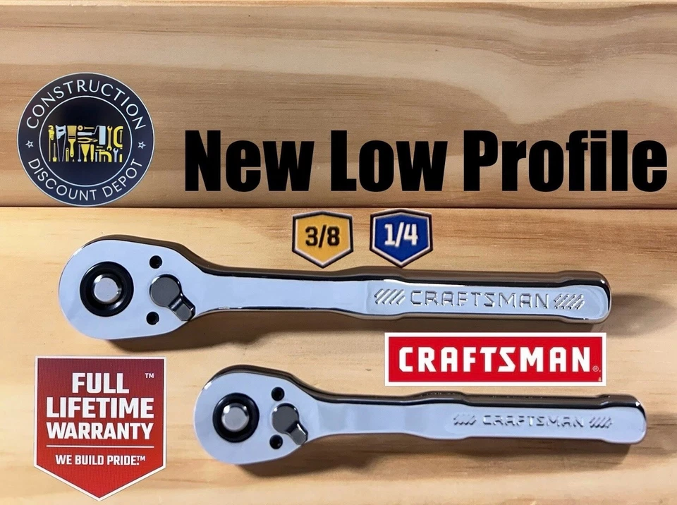 Lot of 2 Craftsman Tools 1/4" & 3/8" FULL POLISH 72T Ratchet LOW PROFILE set - Image 1 of 1