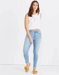 Madewell Jeans Size 28 9” High Rise Skinny Crop In Denton Wash Button Fly - Picture 1 of 15