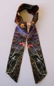 Silk black ' Neon light trails' Slim Cravat 3" x 50" Straight or pointed ends. - Picture 1 of 4