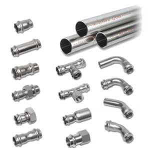 SANHA NiroTherm Edelstahl Rohr Fitting Formstück Bogen T-Stück Muffe usw Heizung - Bild 1 von 16