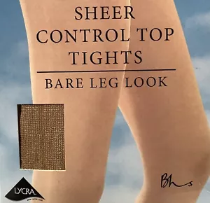 Ultra durchsichtige 8 Denier Bare Look golden hellbraun Control Top Strumpfhose Strumpfhose Strumpfhose klein - Bild 1 von 4