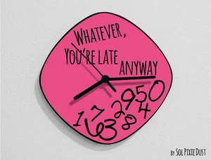 Whatever, you're late anyway / Oval Pink - Wall Clock - Picture 1 of 4