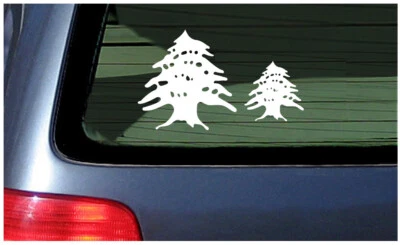 Cedro del Líbano - Dos calcomanías adhesivas de vinilo para ventanas - Cedros del árbol del orgullo libanés Foto 1 de 3