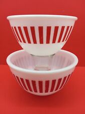 2 Hazel Atlas Red Candy Stripe  Bowls 7 & 8 inches Diameter