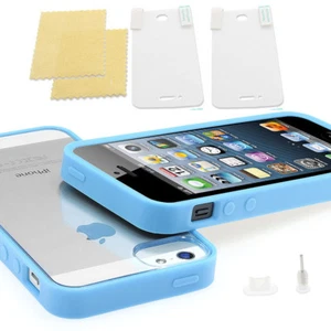 Nuovo! IPHONE 5 TPU Bumper Cristallo Case Protezione IN Silicone Pellicola Cover - Foto 1 di 8