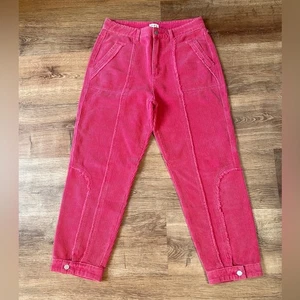 POL Mujer Pana Pantalones Talla Grande Rosa Costura Inversa Cordones Boho Joggers Utilidad - Imagen 1 de 11