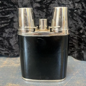 Vintage Leather Wrapped 12 Oz Flask W/ Two Shot Glasses Made In Germany MCM - Picture 1 of 10