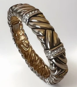 Vintage John Medeiros Roman Medieval Hinged Rhinestones Bracelet Marked TJ - Picture 1 of 9