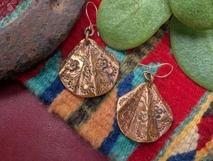 Gret Barkin Kupfer Blume Ohrringe, Vintage Southwestern Schmuck - Bild 1 von 20