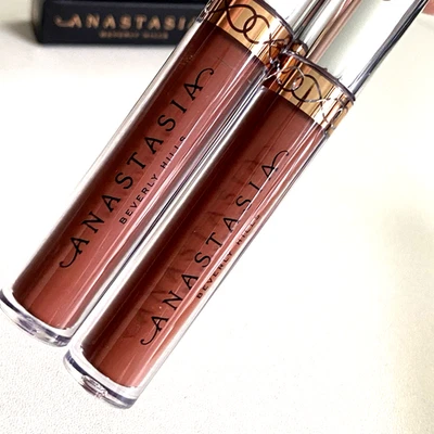 Lápiz labial líquido Anastasia Weekender rosa nude coral 0,11 oz tamaño completo lote de 2 Foto 1 de 4