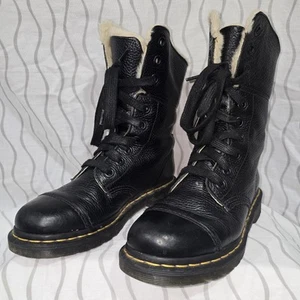 DR. MARTEN Aimilita Faux Fur Lined Leather High Boots Black Sz 8 Combat Boots - Picture 1 of 14