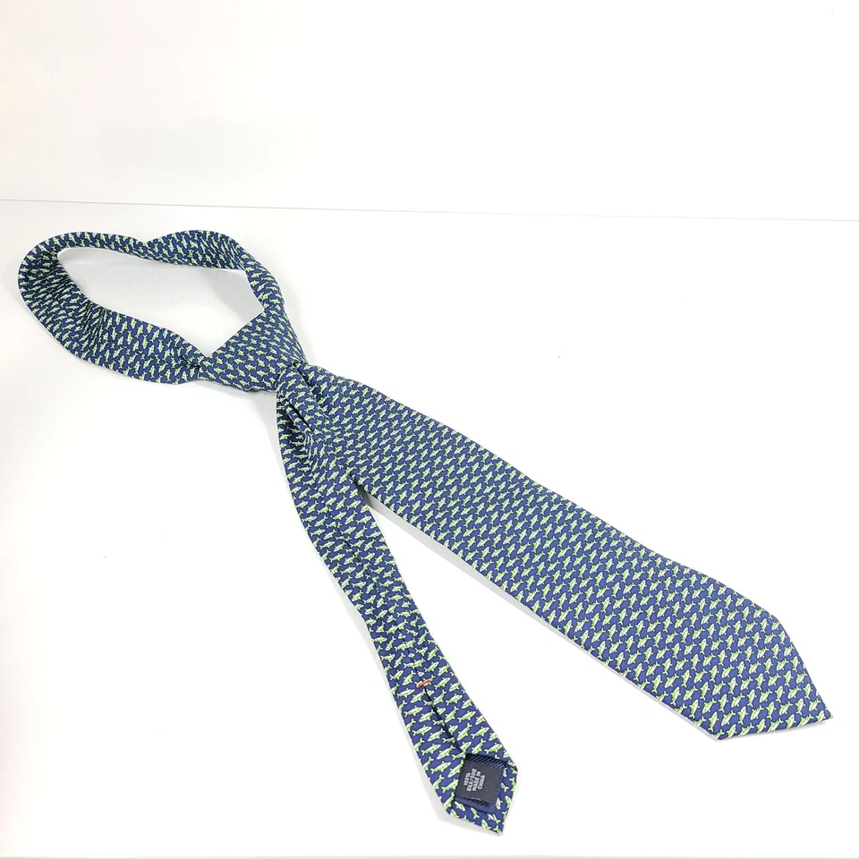 Corbata Tommy Hilfiger para hombre Shoreham clásica con estampado de tiburón 100 % seda azul marino Foto 1 de 4