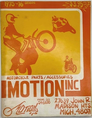 Vintage 1975-76 Motorcycle Parts & Accessories Catalog Motion Inc / Rocky 322 Pg - Image 1 of 4