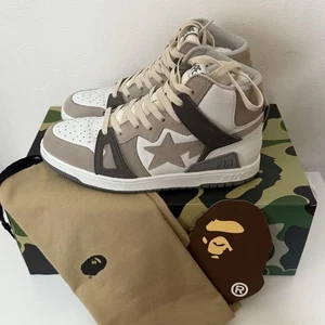 A Bathing Ape BAPE STA Sneakers Beige White 11US/10UK Used with Bag - Picture 1 of 4