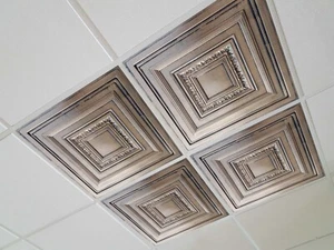 GRID SYSTEM, Pop In, PVC 24" x 24", Ceiling Tiles, ANTYX  Bronze Black, 50 PCS - Picture 1 of 2