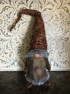 Wichtel Sammlerstück Kunstleder & Fell Folklore bärtige Figur 14" groß EUC - Bild 1 von 7