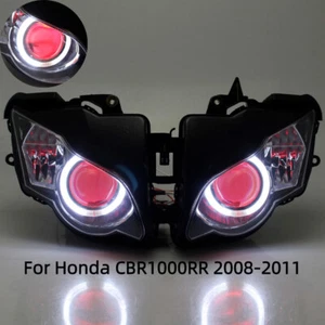 Headlight Assembly Projector HID White Angel Eyes For Honda CBR1000RR 2008-2011 - Picture 1 of 13
