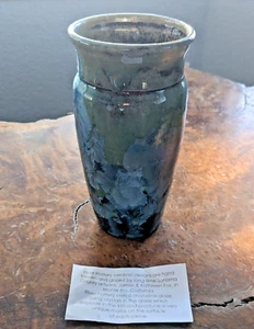 River Pottery Monte Rio CA Vase Crystaline Blue Green Glaze 7.5"  Signed - Picture 1 of 11