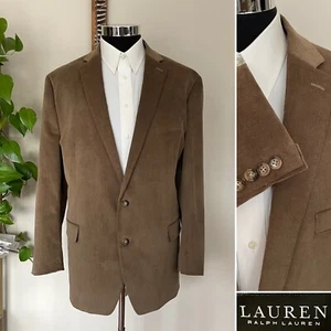 Ralph Lauren Mens Two Button Brown Blazer Corduroy Sport Coat Jacket Size 48L - Picture 1 of 10