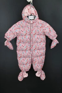 Baby Gap Snowsuit Bunting Hooded Fleece Lined Down Filled Floral 6 12 M EUC - Picture 1 of 10