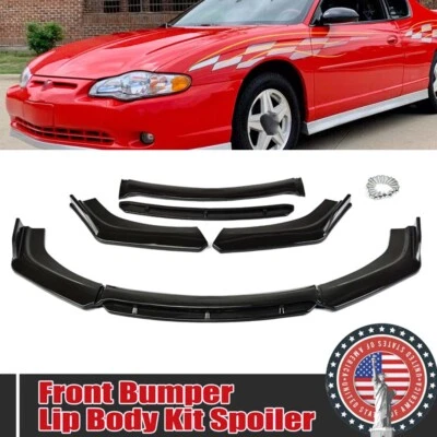 For Chevrolet Monte Carlo 00-2007 Glossy Black Front Bumper Lip Splitter Spoiler - Image 1 of 4