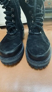 Manas Combat Design Lace Up Suede Calf Black Boots Size EU 39 US 8.5NWOB - Picture 1 of 8