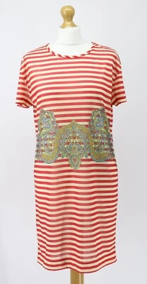 CARVEN STRIPE T SHIRT DRESS WOMENS JERSEY RED STRIPED S RRP £180 AD - Image 1 of 4