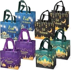 8Pcs Eid Mubarak Reusable Gift Bags with Handles Muslim Islamic Candy Bags Eid G - Picture 1 of 7