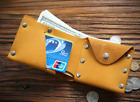 men women wallet purse cow Leather Card holder ID pocket BIifold bag yellow w849