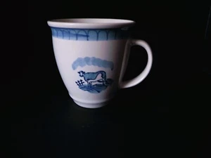 BLUE COW Hand Painted by TIENSHAN Blue Pastures 16 oz Mug - Picture 1 of 3
